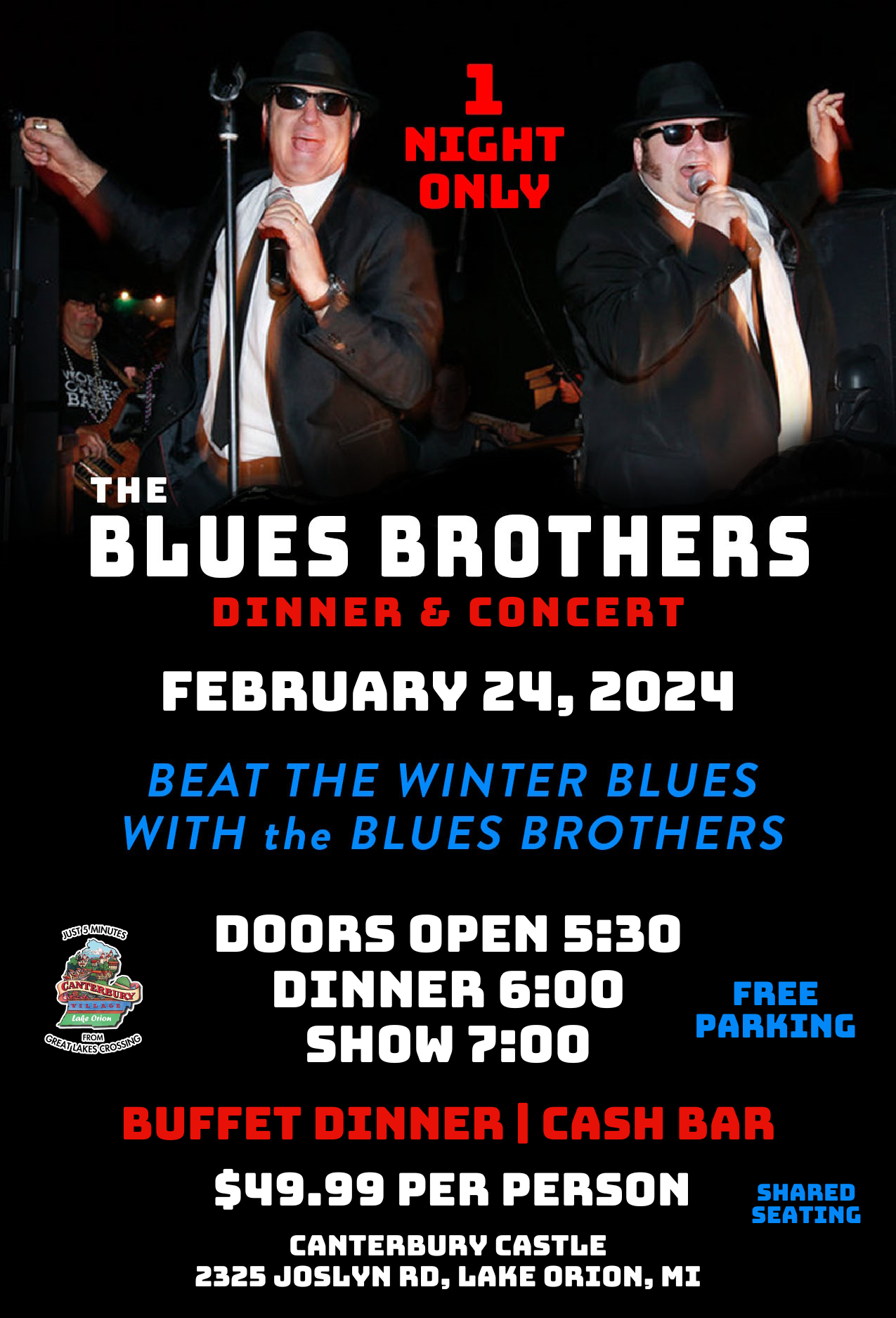 The Blues Brothers Dinner & Concert Canterbury Village Lake Orion