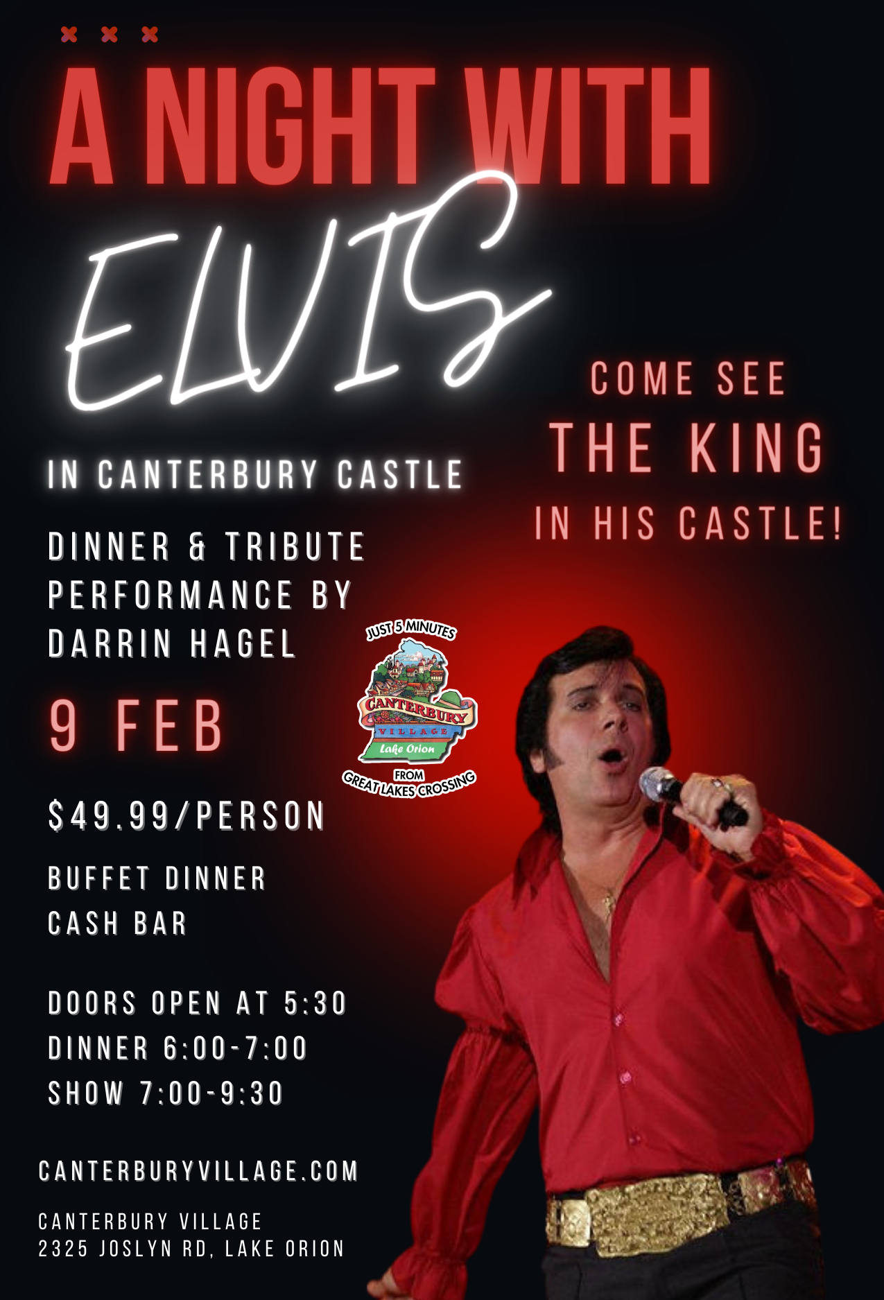 A Night With Elvis Dinner a Show Canterbury Village Lake Orion A Night With Elvis Dinner a Show Canterbury Village Lake Orion