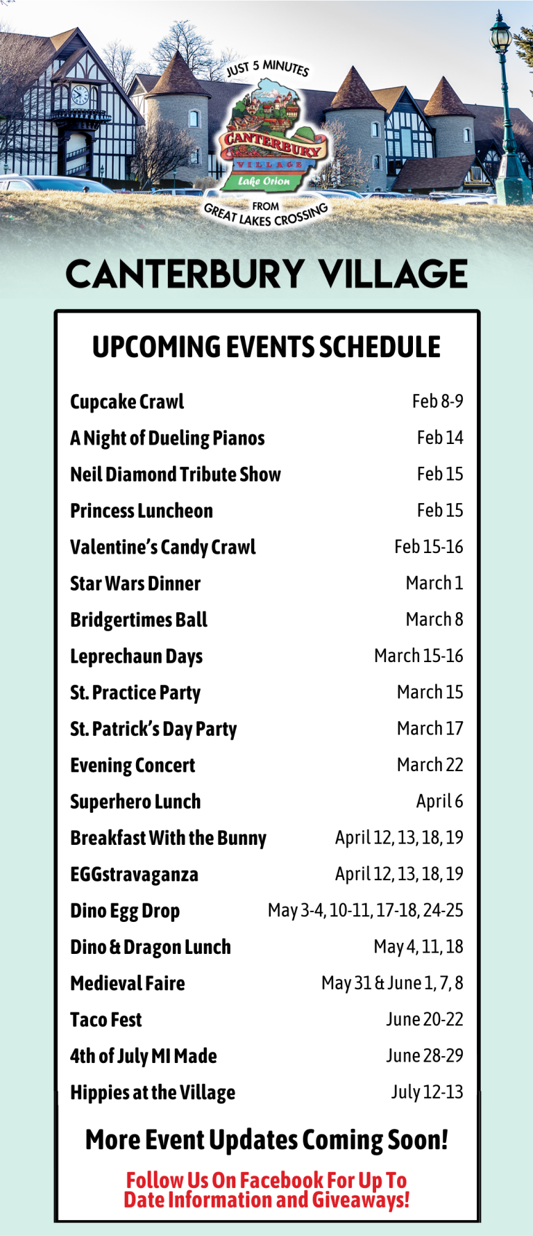 Schedule Canterbury Village Lake Orion